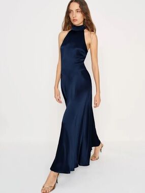 reformation daniela sleeveless v-neck silk maxi dress Reformation Daniela Silk Halter Maxi Dress